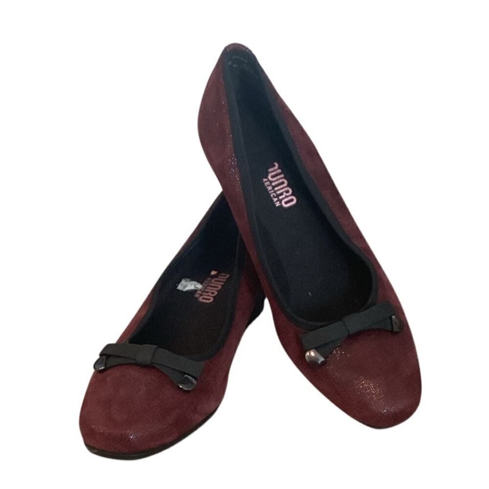 Murano Womens Randa Heels Leather Slip On Red Burgundy US 7W 7 W Comfort Work